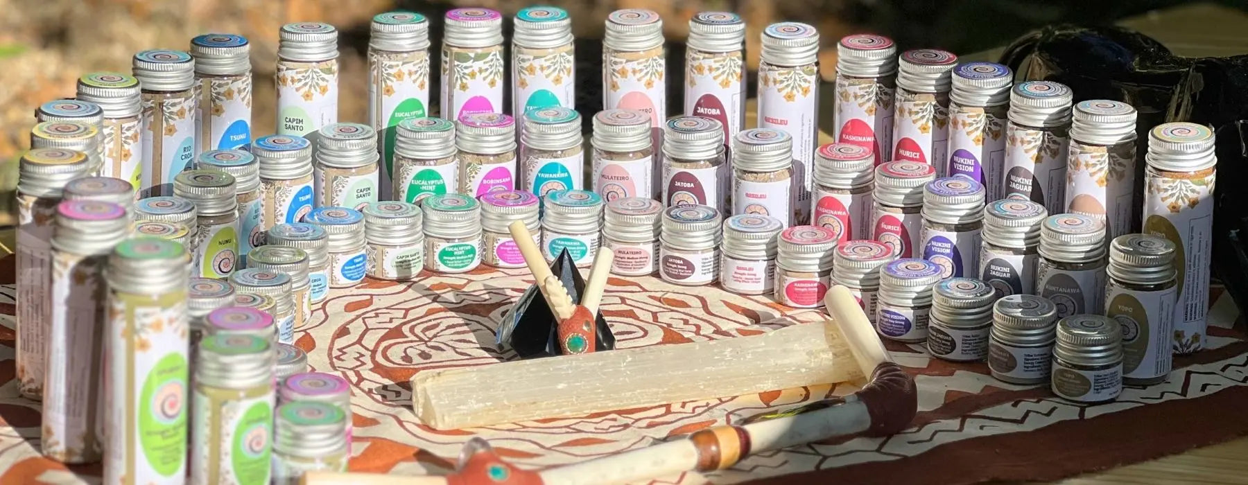 Authentic Amazonian hapé blends, ritual tools, bundles, and companion forest offerings shared through Collective Journey Art’s living apothecary.