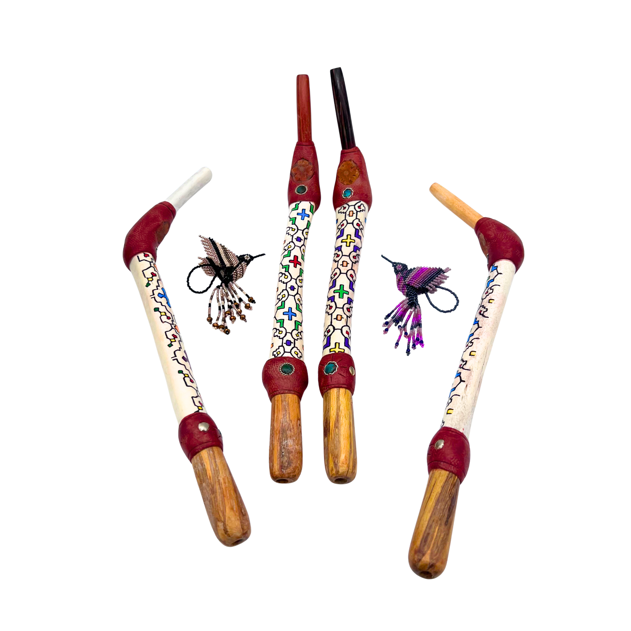 Shipibo beaded kuripe to self serve hapé medicine-sacred amazonian snuff applicator.