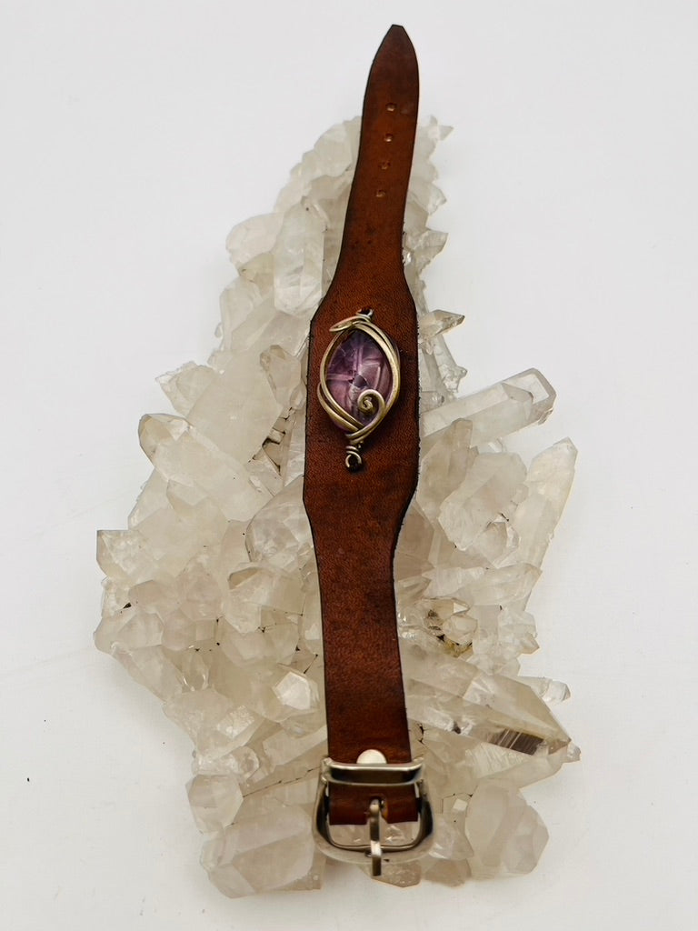 Leather Gem Buckle Bracelet