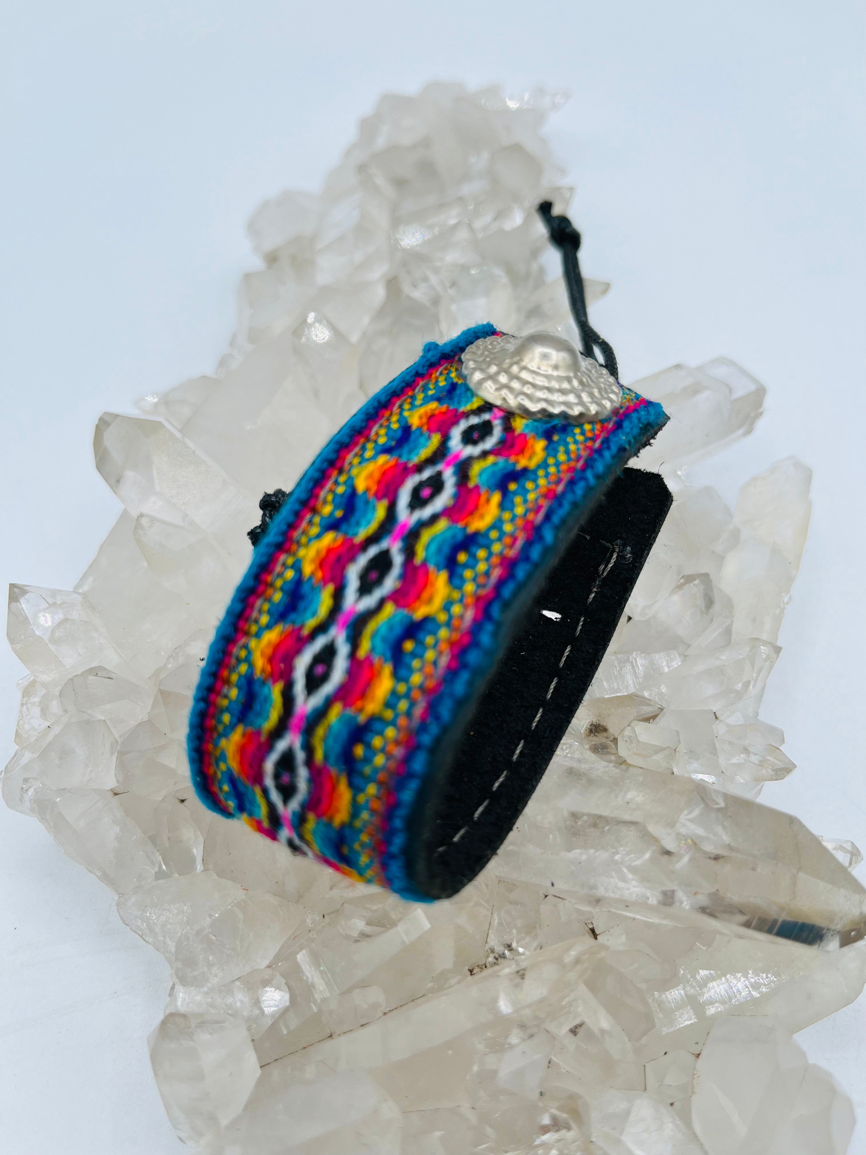 Leather Adjustable Textile Bracelet