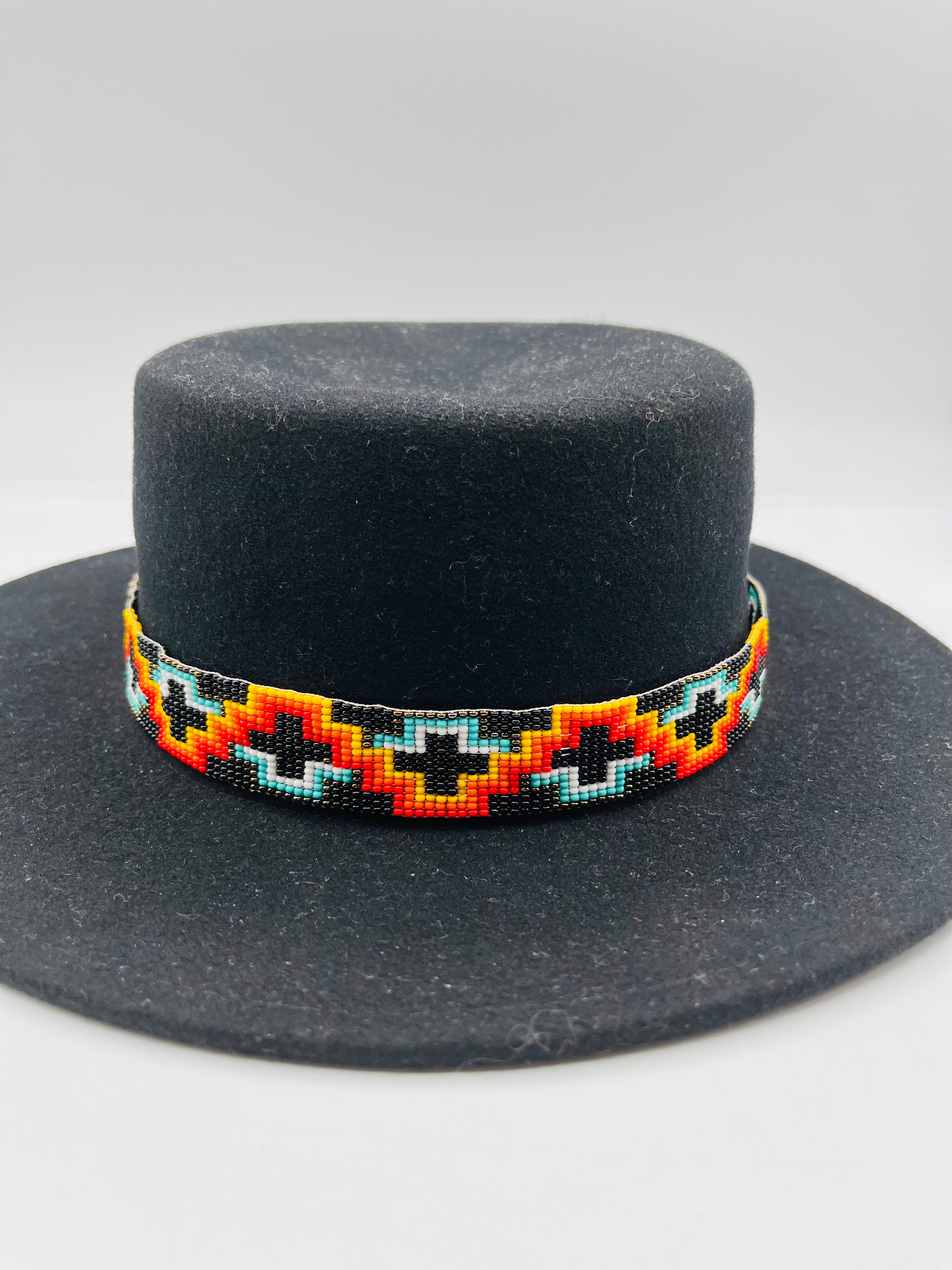 Wide Tie-Up Beaded Hatband