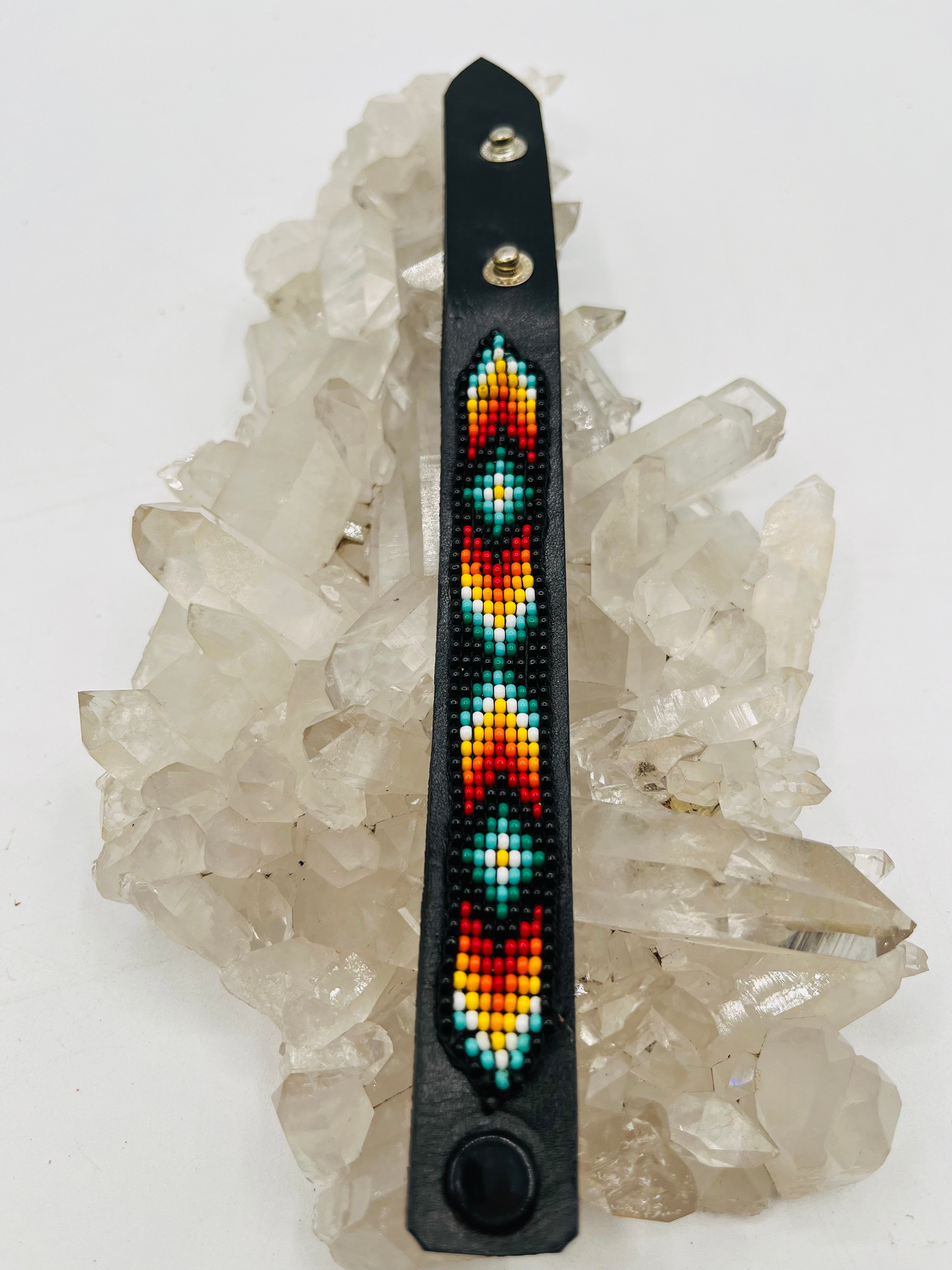 Leather Beaded Snap Bracelet