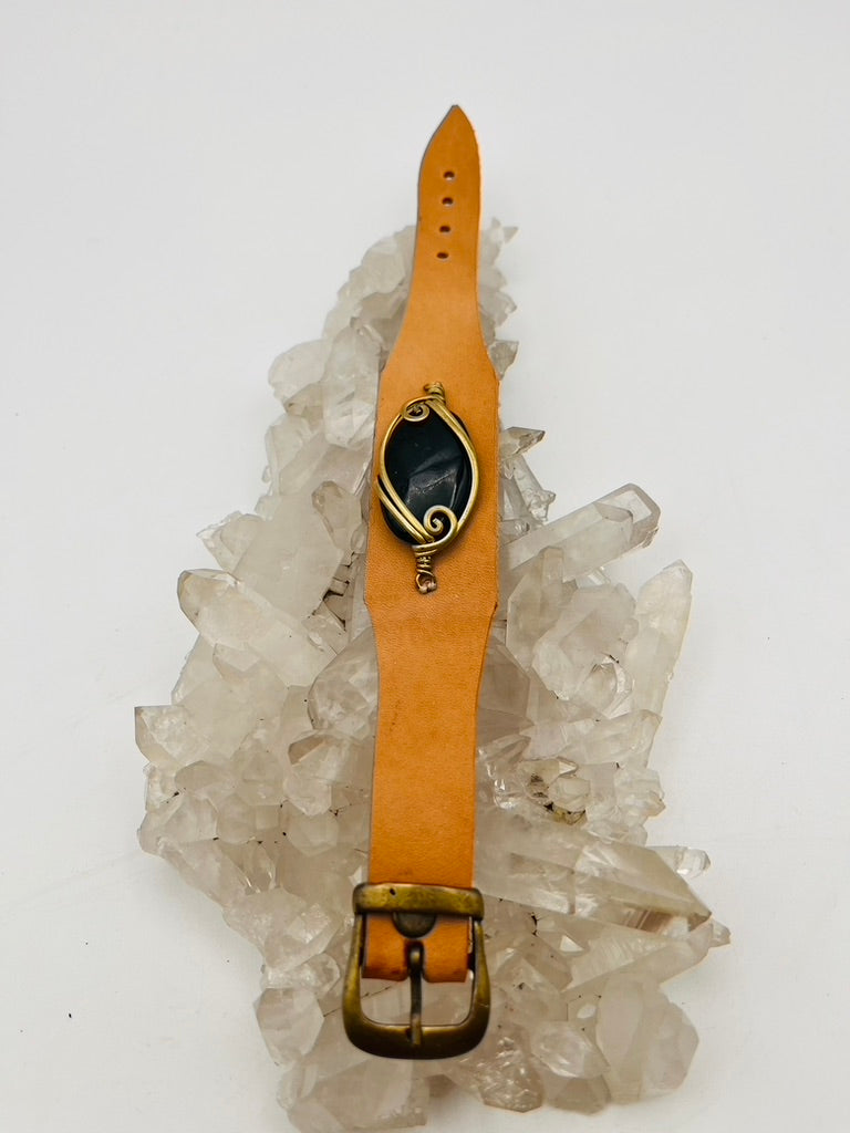 Leather Gem Buckle Bracelet
