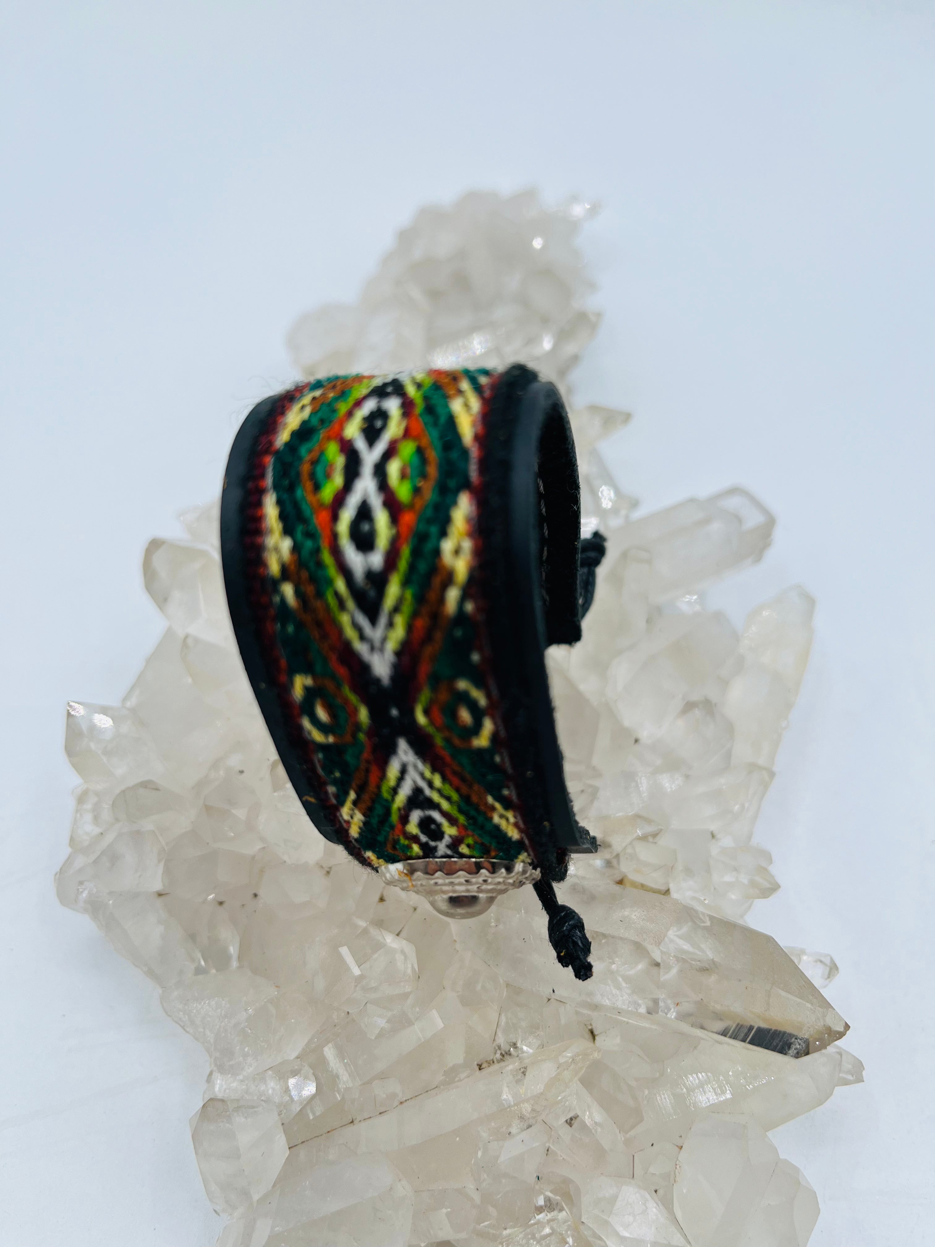 Leather Adjustable Textile Bracelet