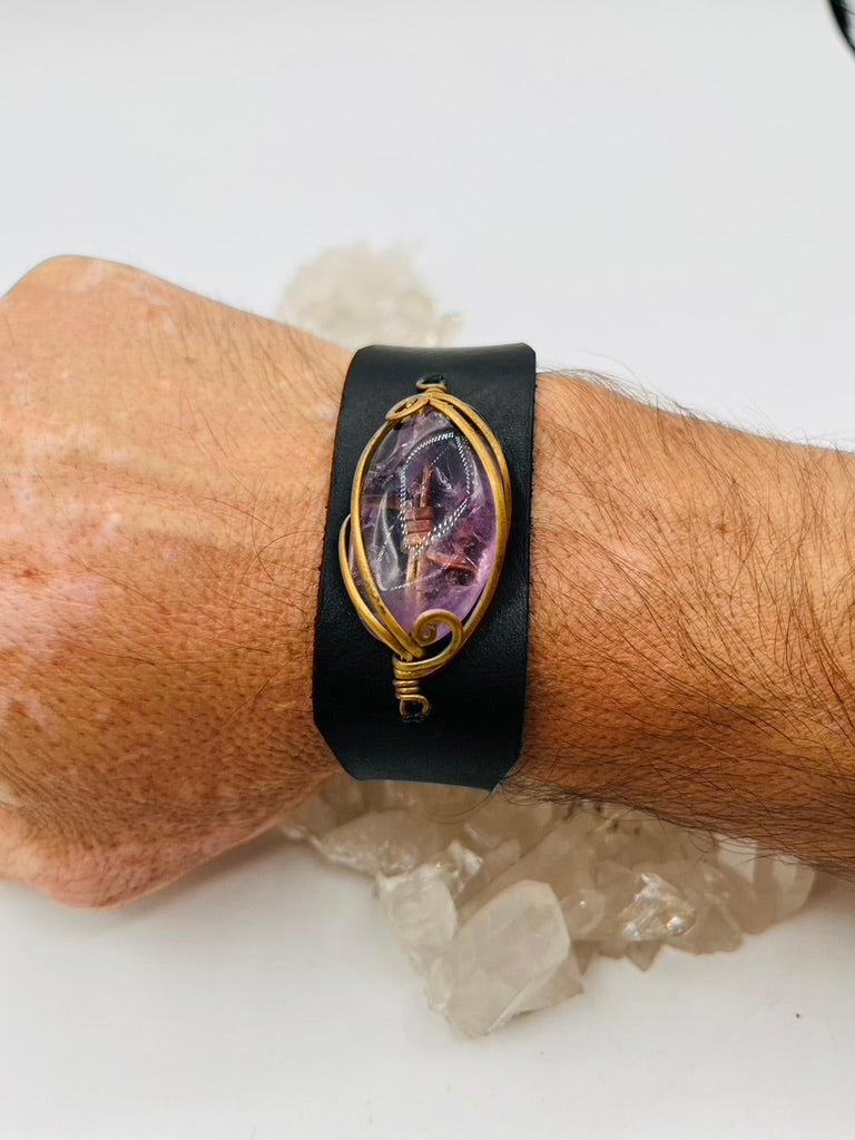 Leather Gem Buckle Bracelet