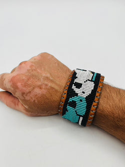 Beaded & Bendable Leather Cuff