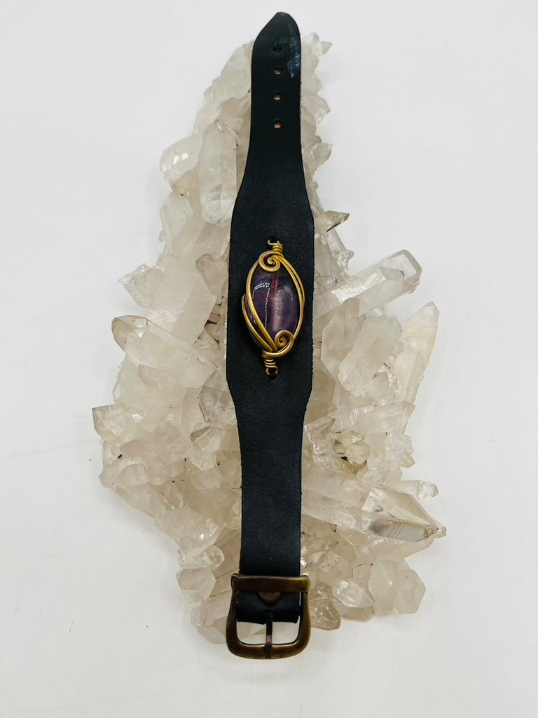 Leather Gem Buckle Bracelet