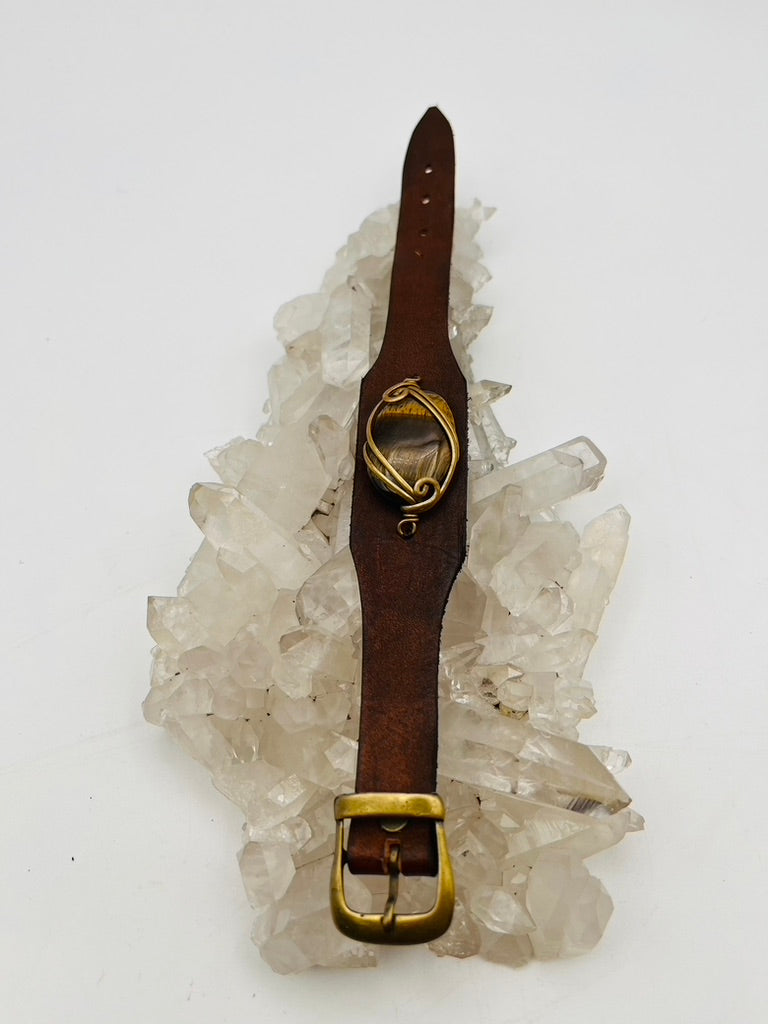 Leather Gem Buckle Bracelet