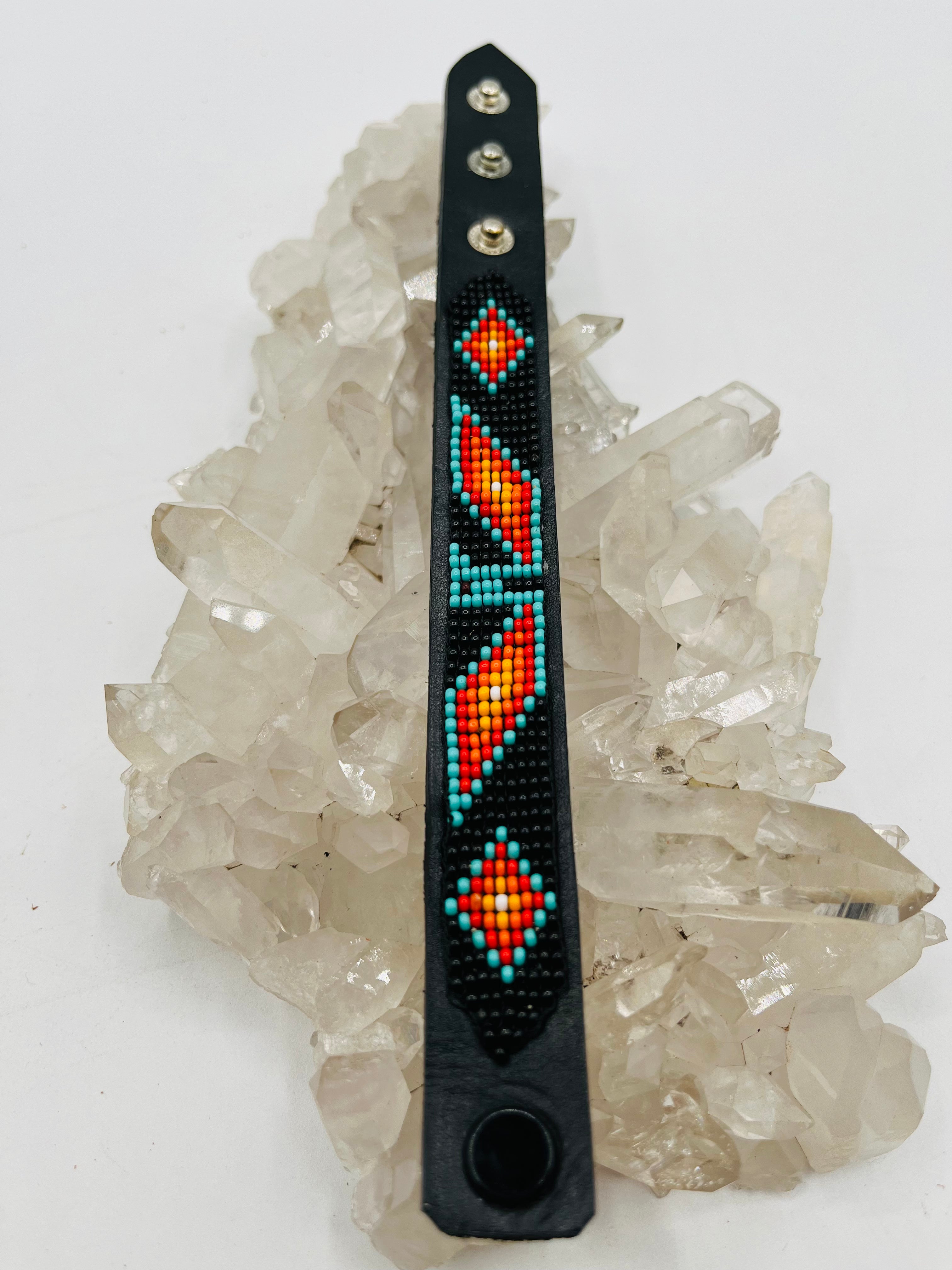 Leather Beaded Snap Bracelet