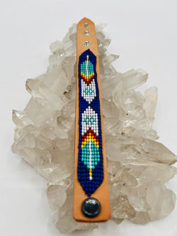 Leather Beaded Snap Bracelet