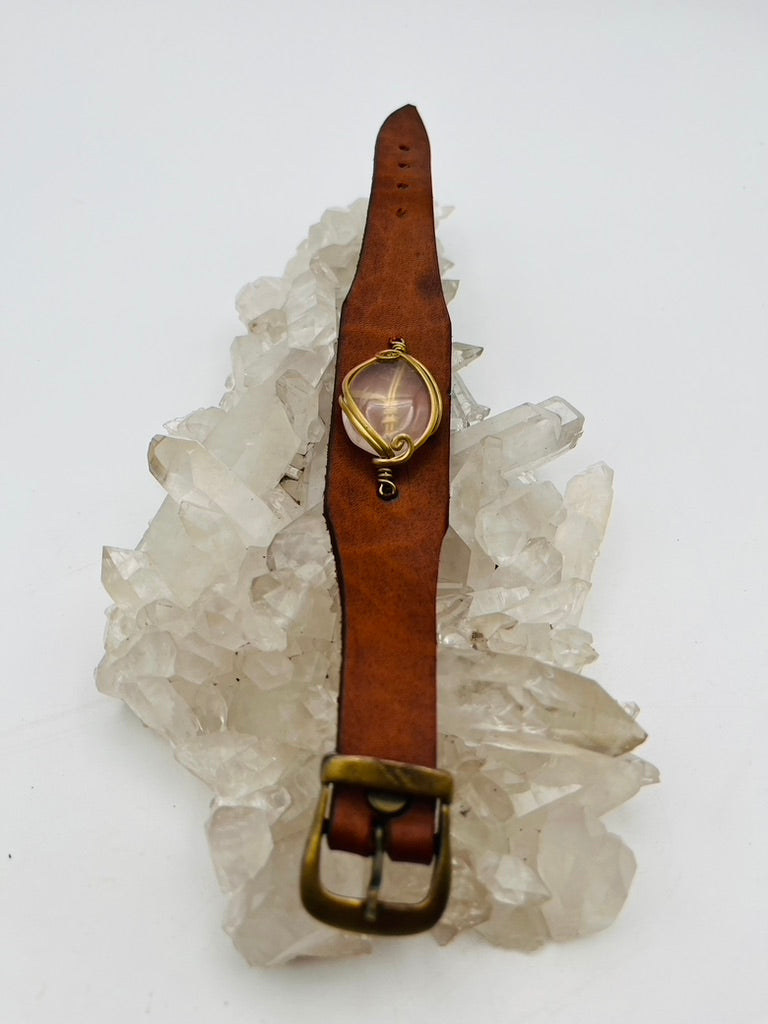 Leather Gem Buckle Bracelet