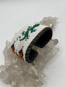 Beaded & Bendable Leather Cuff