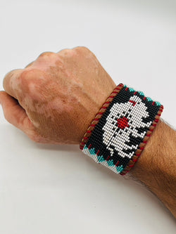 Beaded & Bendable Leather Cuff