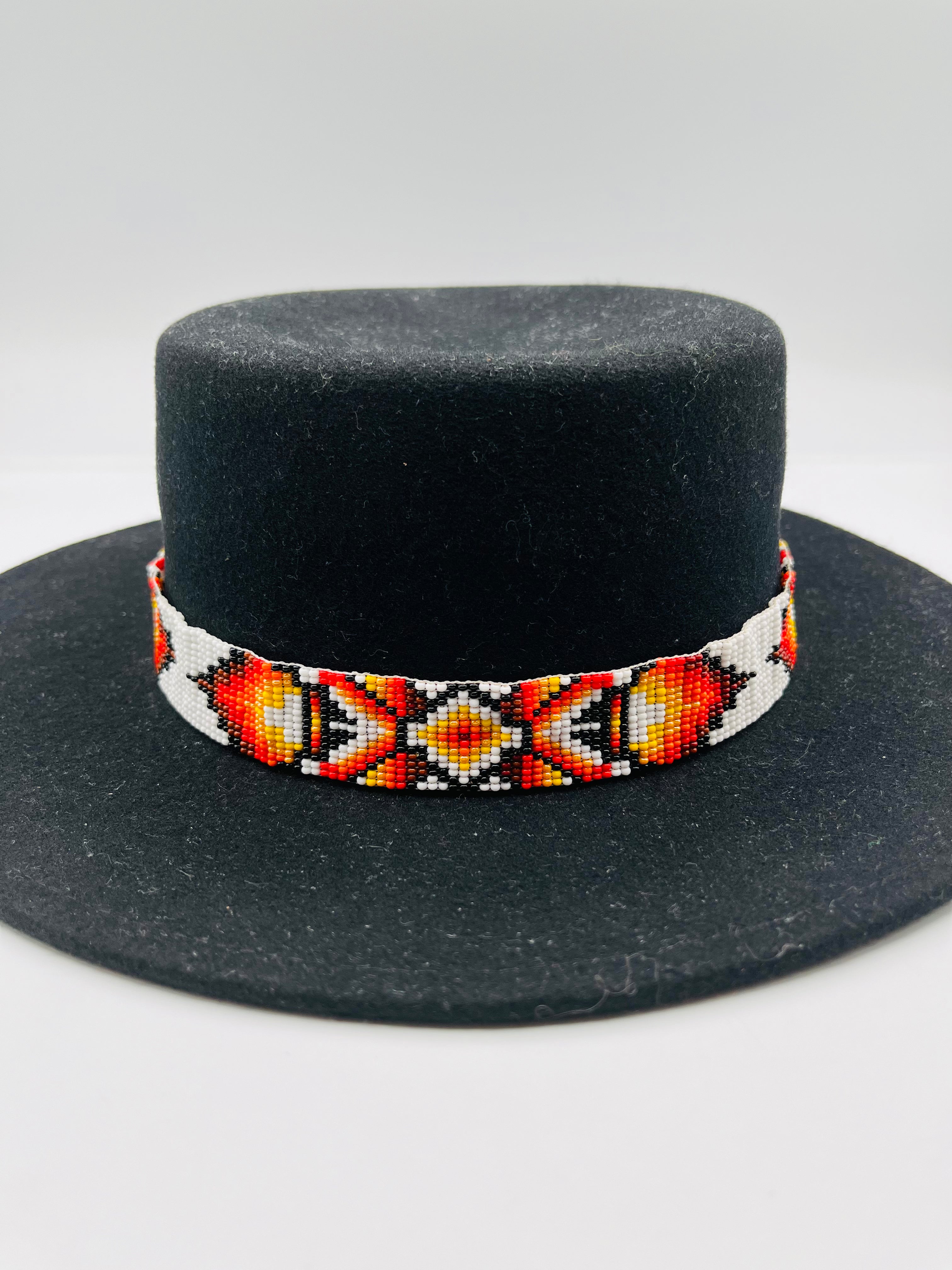 Wide Tie-Up Beaded Hatband