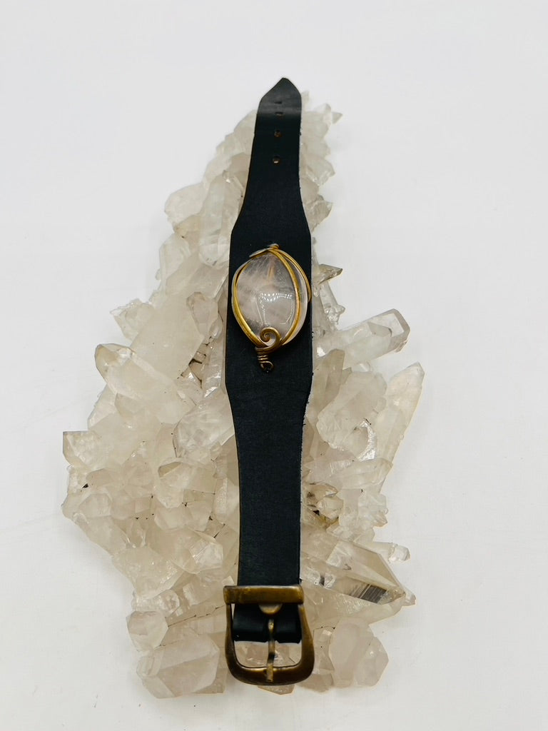 Leather Gem Buckle Bracelet