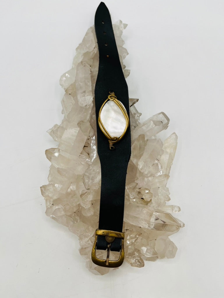 Leather Gem Buckle Bracelet