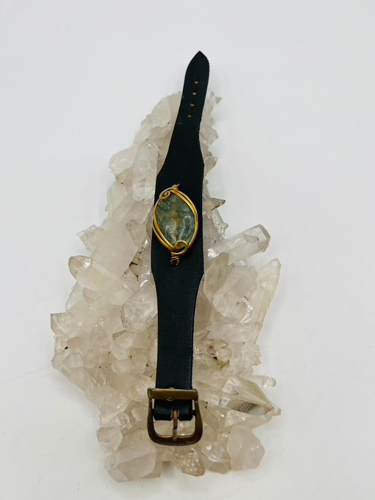Leather Gem Buckle Bracelet