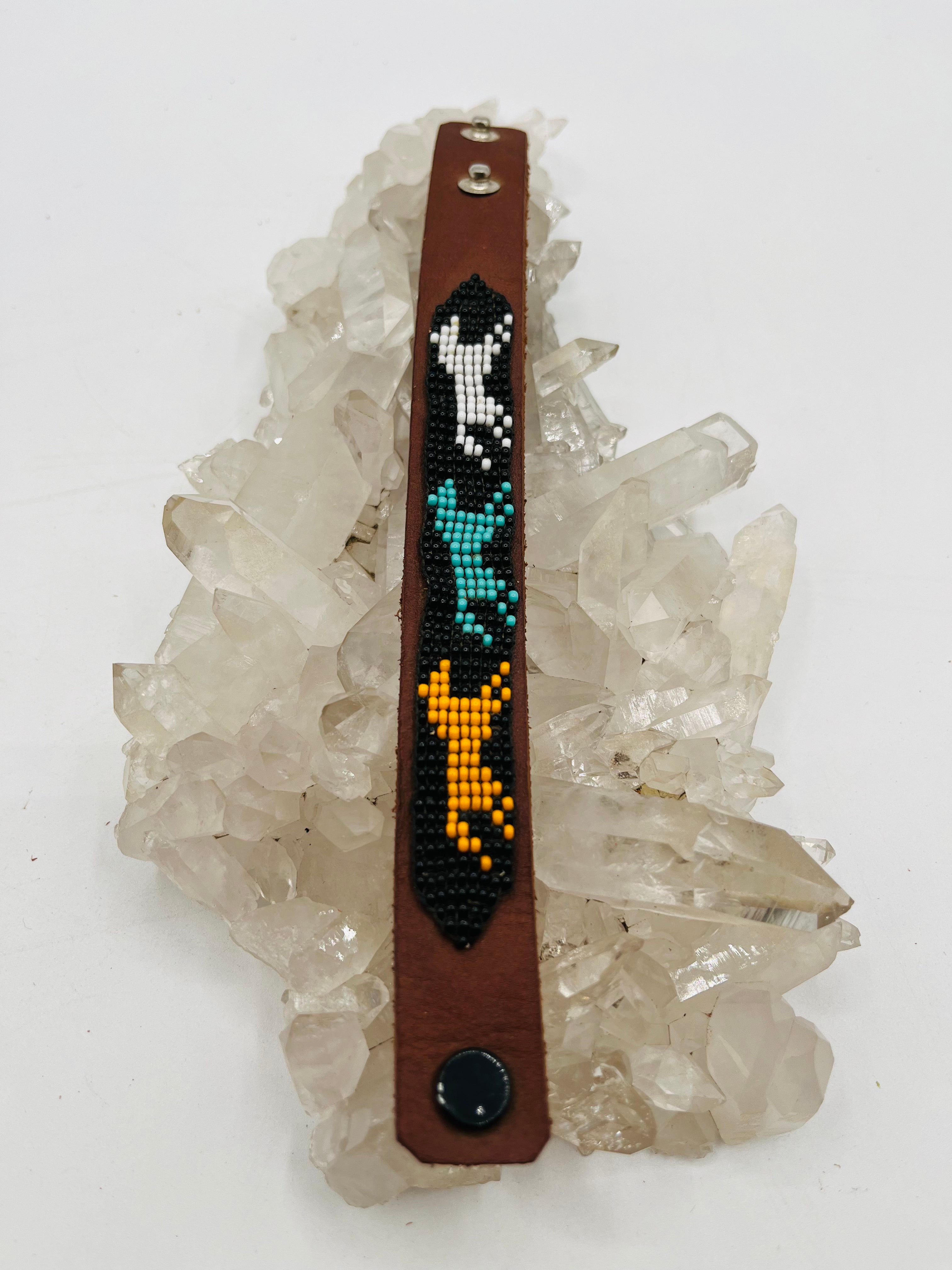 Leather Beaded Snap Bracelet