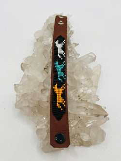 Leather Beaded Snap Bracelet