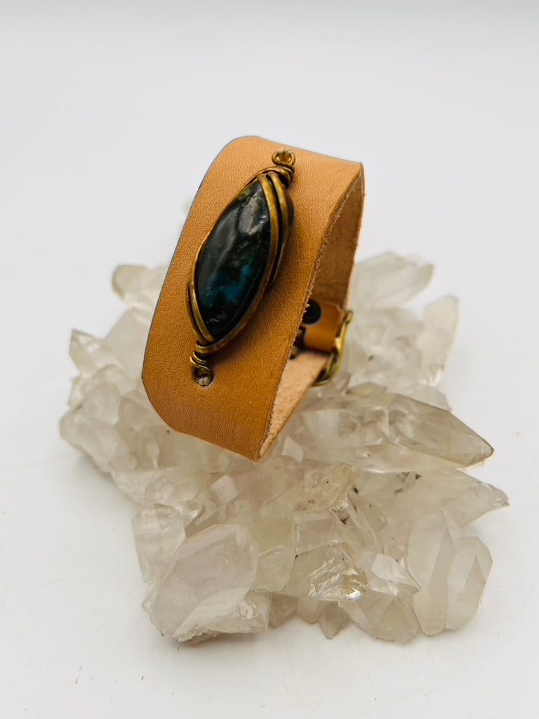 Leather Gem Buckle Bracelet