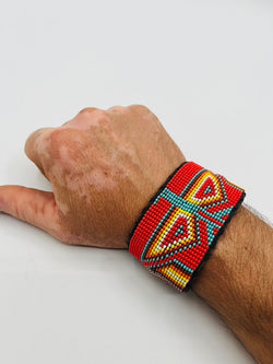 Beaded & Bendable Leather Cuff