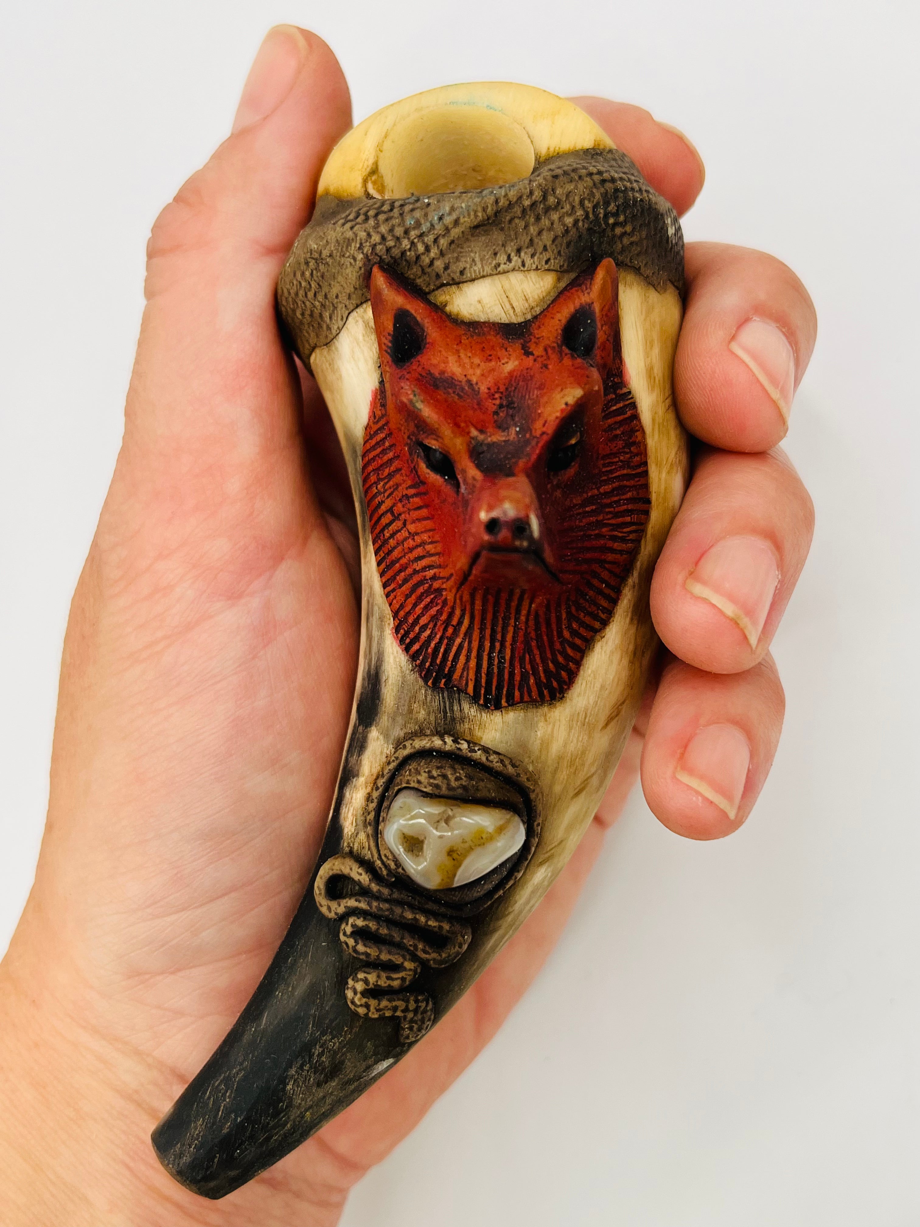 Tagua Seed Head-Bull Horn Pipe