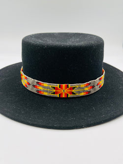 Wide Tie-Up Beaded Hatband