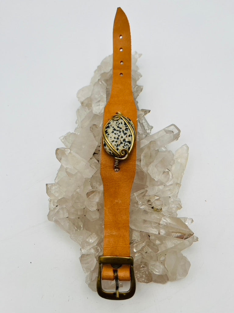 Leather Gem Buckle Bracelet