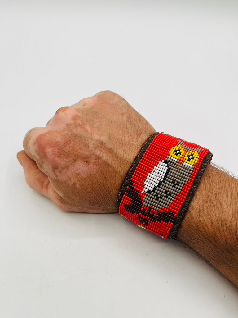 Beaded & Bendable Leather Cuff