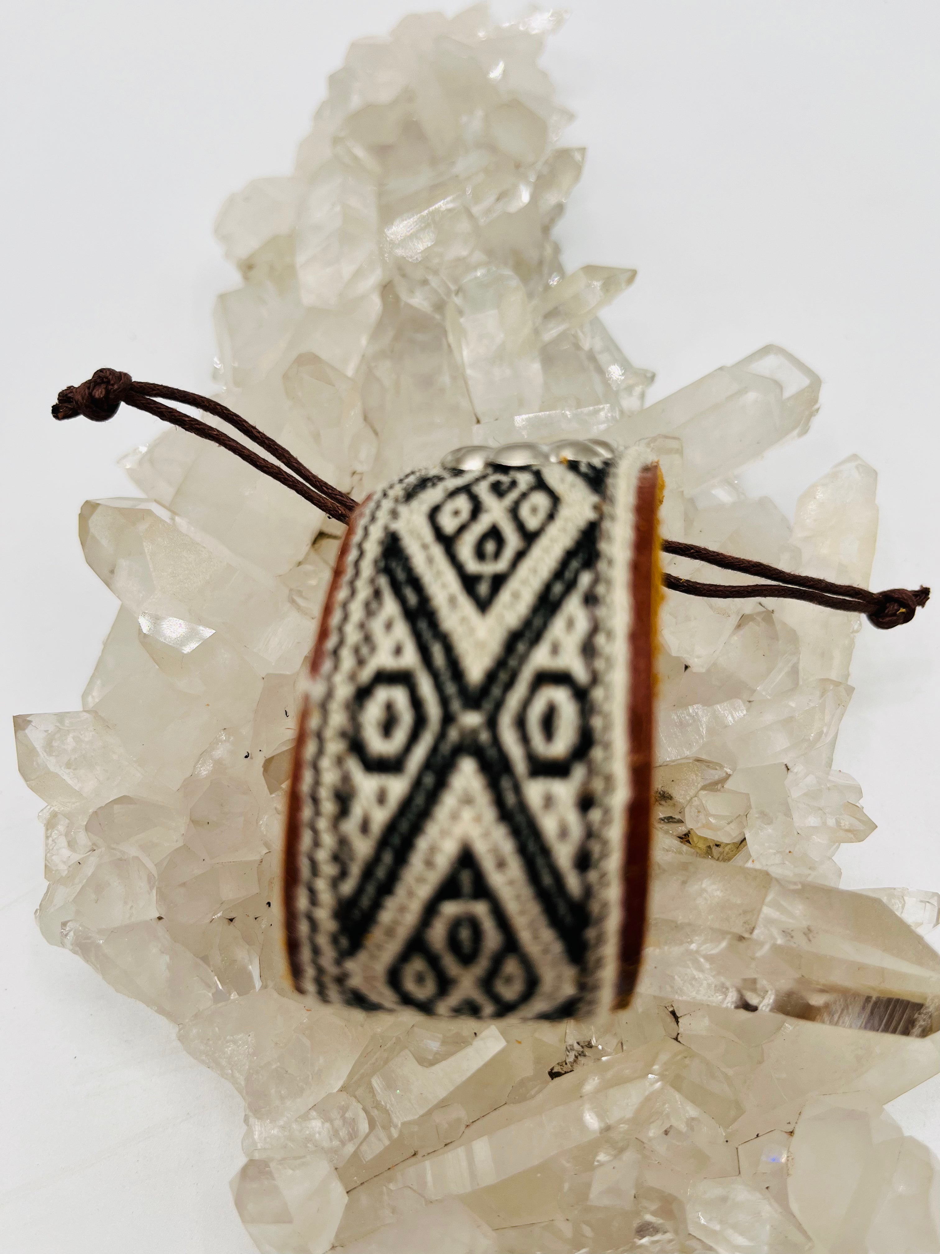 Leather Adjustable Textile Bracelet