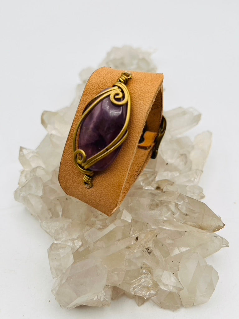 Leather Gem Buckle Bracelet