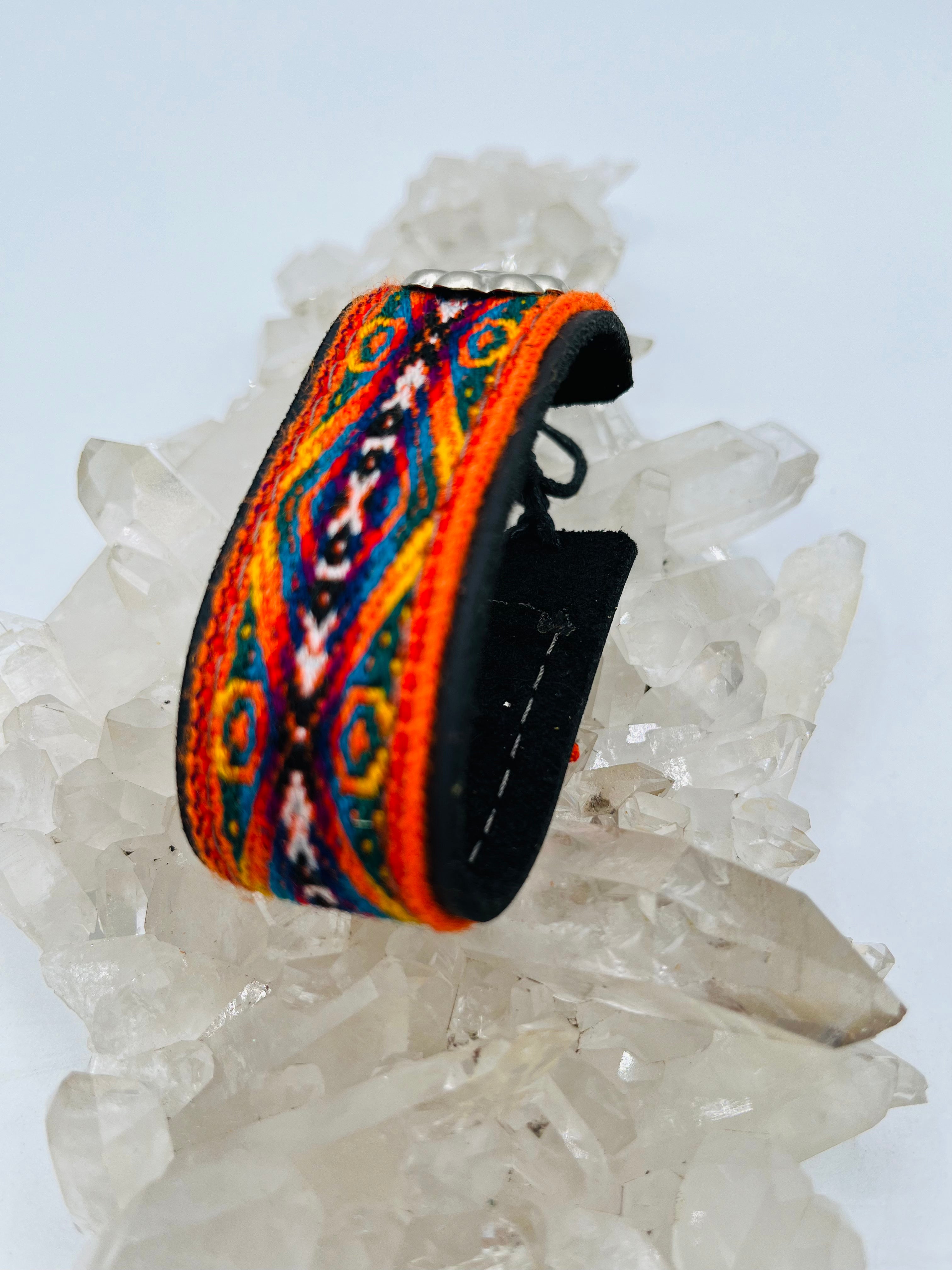 Leather Adjustable Textile Bracelet