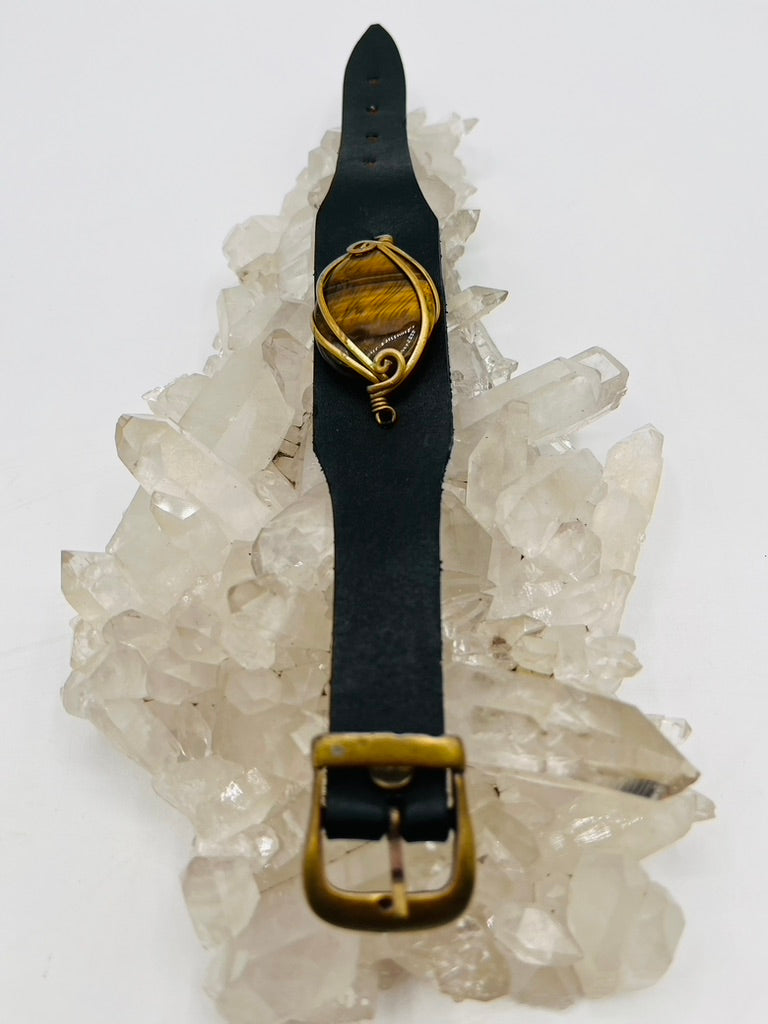 Leather Gem Buckle Bracelet