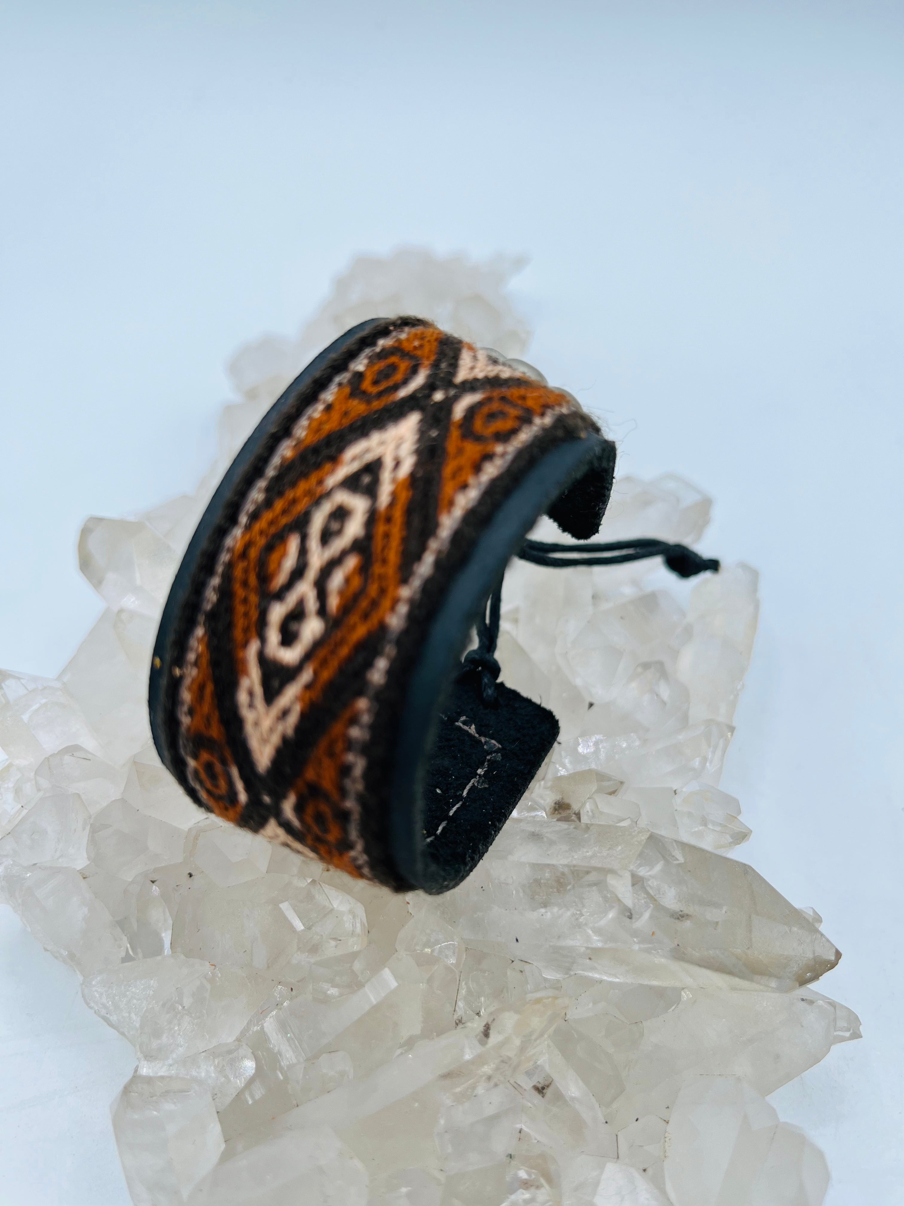 Leather Adjustable Textile Bracelet