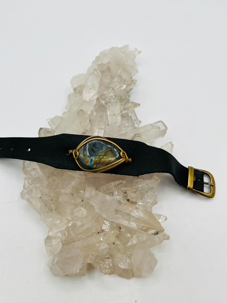 Leather Gem Buckle Bracelet