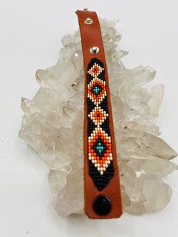 Leather Beaded Snap Bracelet