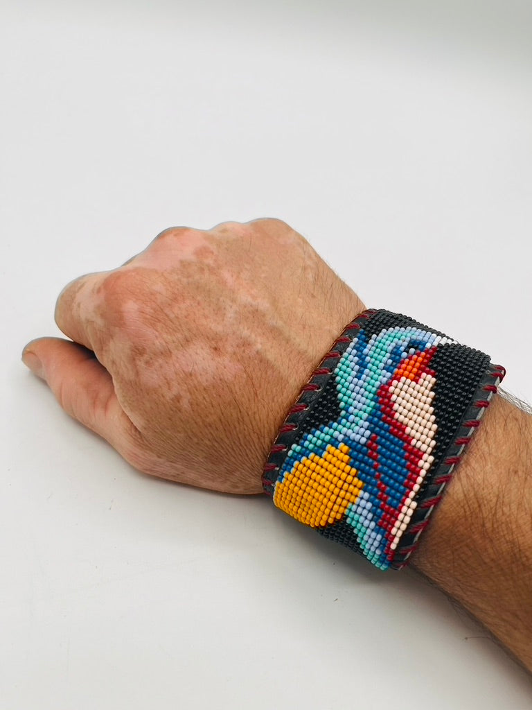 Beaded & Bendable Leather Cuff