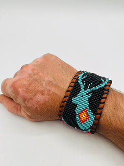 Beaded & Bendable Leather Cuff