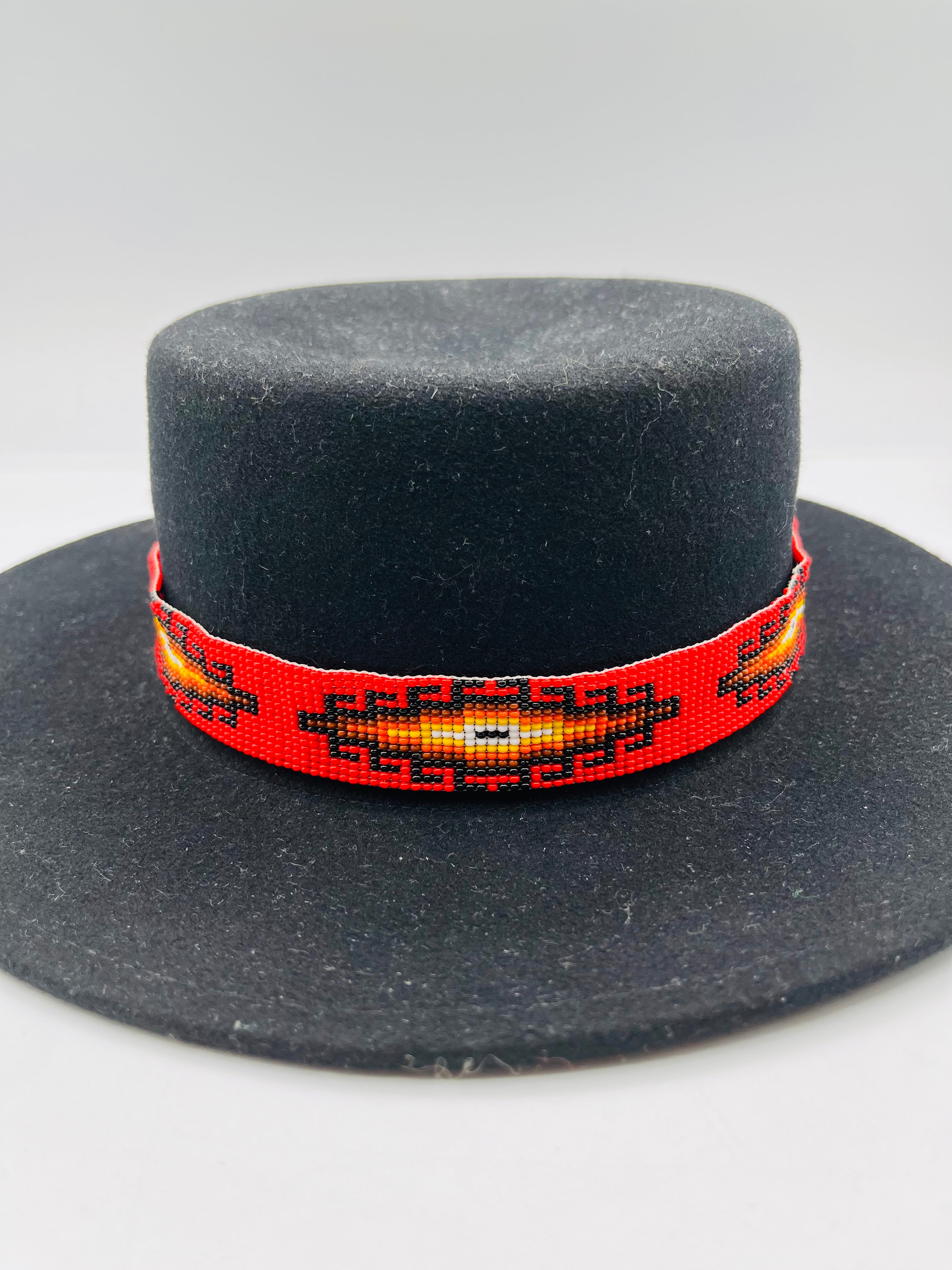 Wide Tie-Up Beaded Hatband