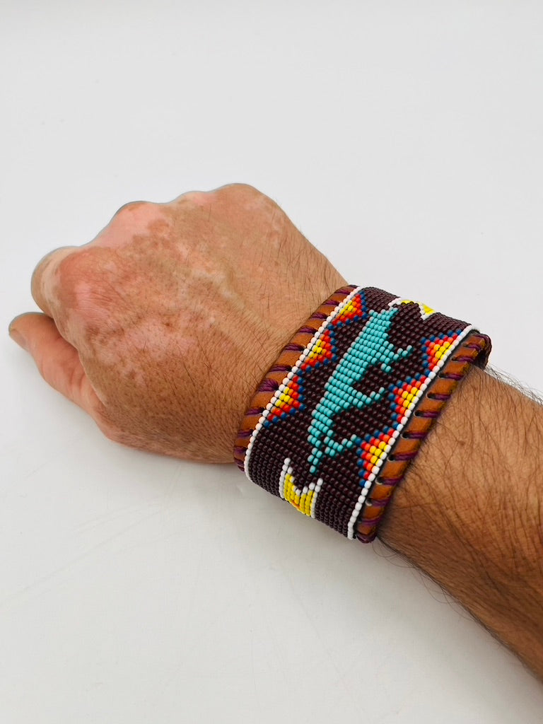 Beaded & Bendable Leather Cuff