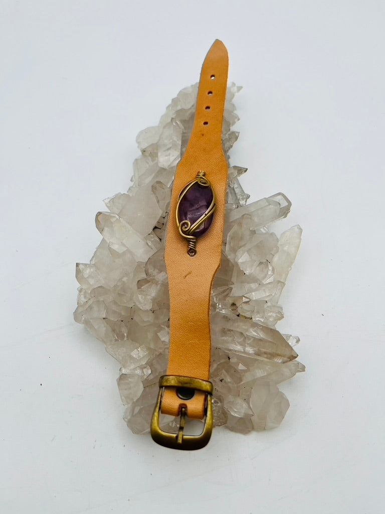 Leather Gem Buckle Bracelet