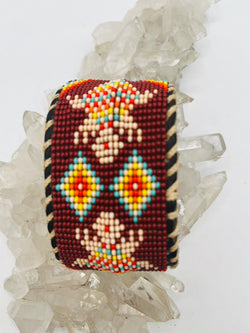 Beaded & Bendable Leather Cuff