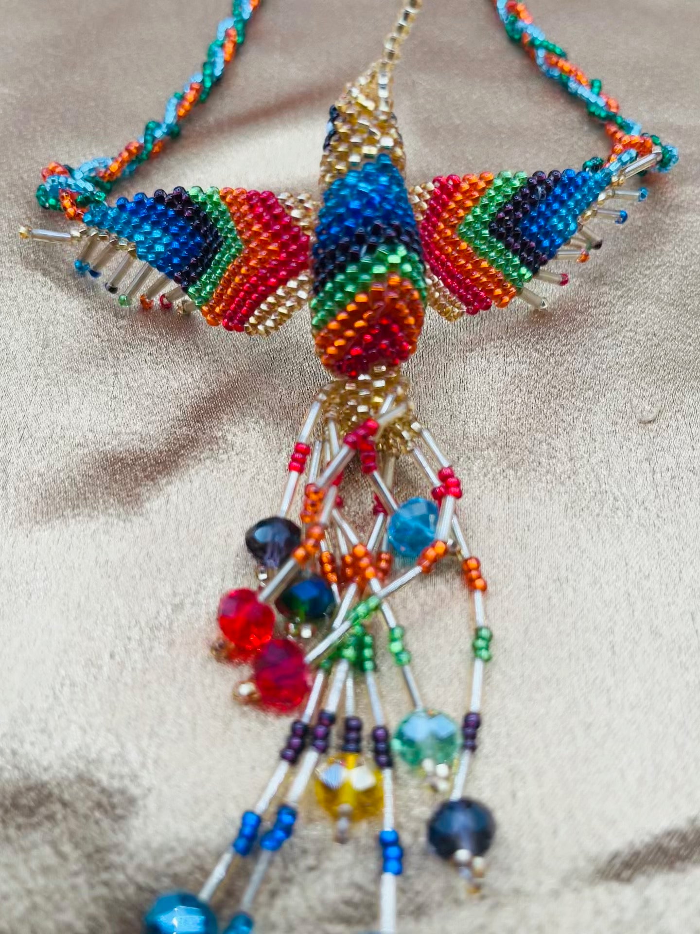 Colibri/Hummingbird Necklace-Czech Beads