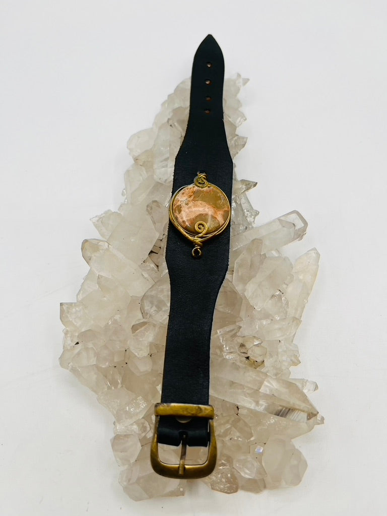 Leather Gem Buckle Bracelet