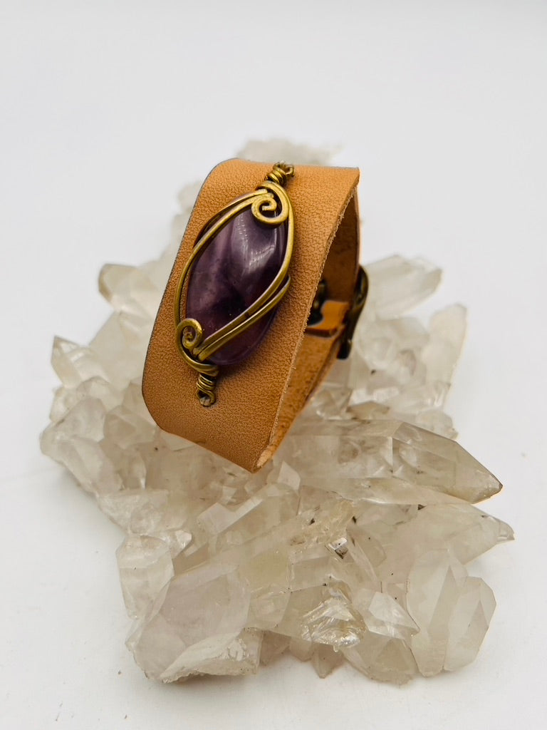Leather Gem Buckle Bracelet