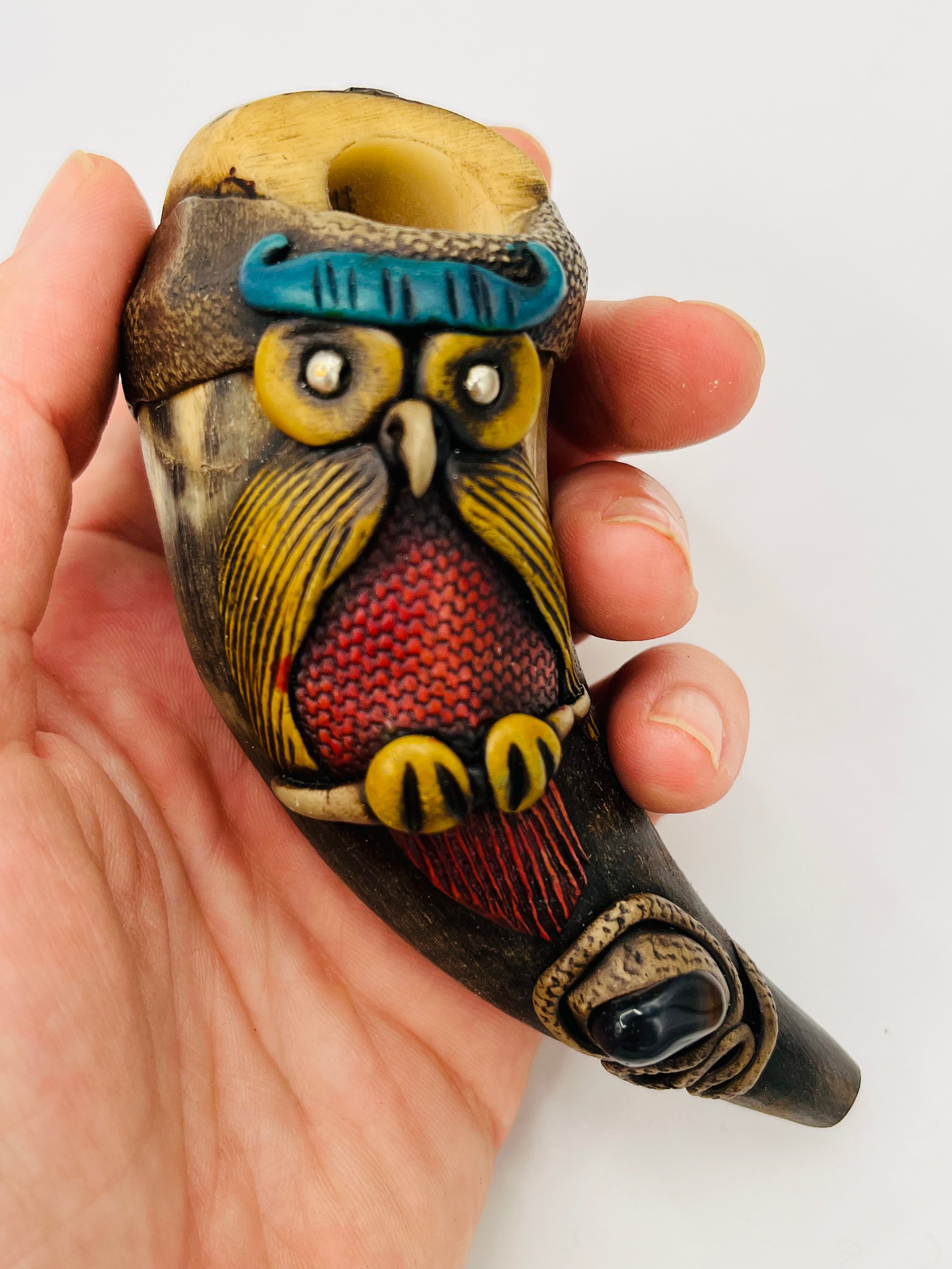 Tagua Seed Head-Bull Horn Pipe