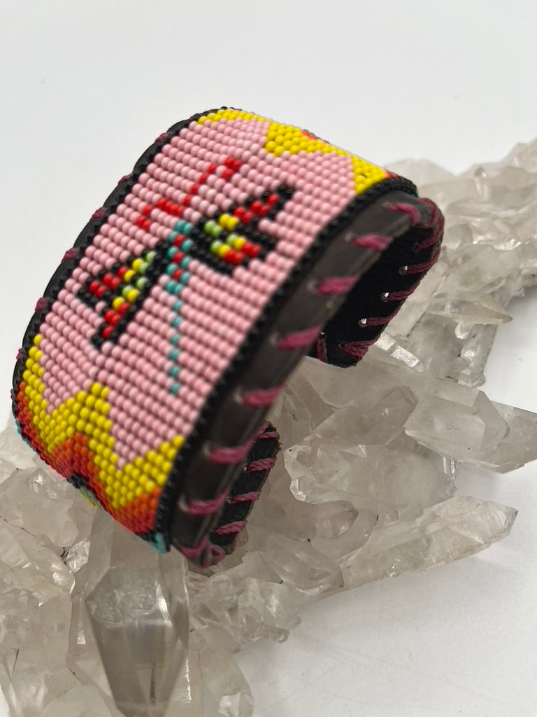 Beaded & Bendable Leather Cuff