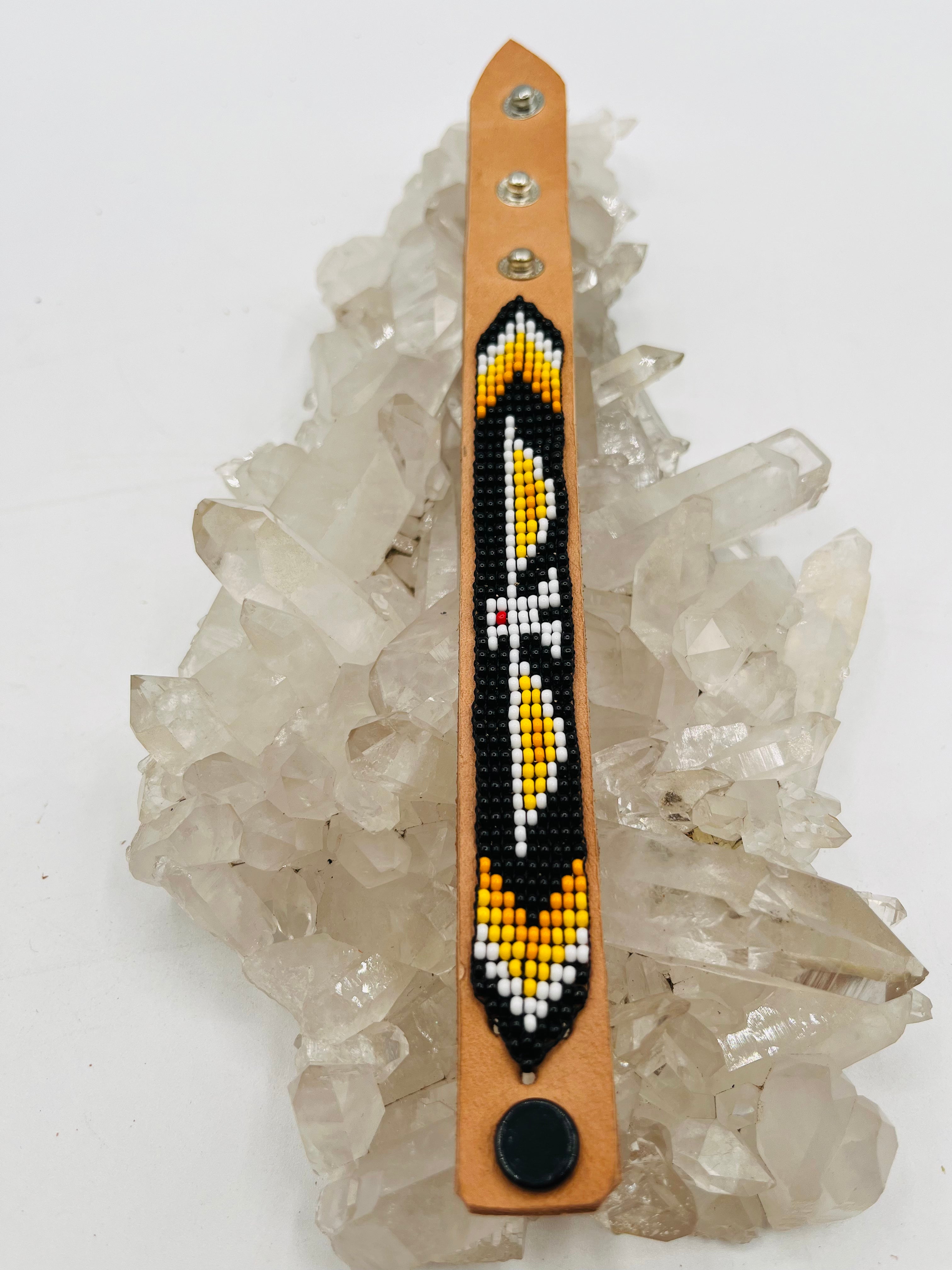 Leather Beaded Snap Bracelet