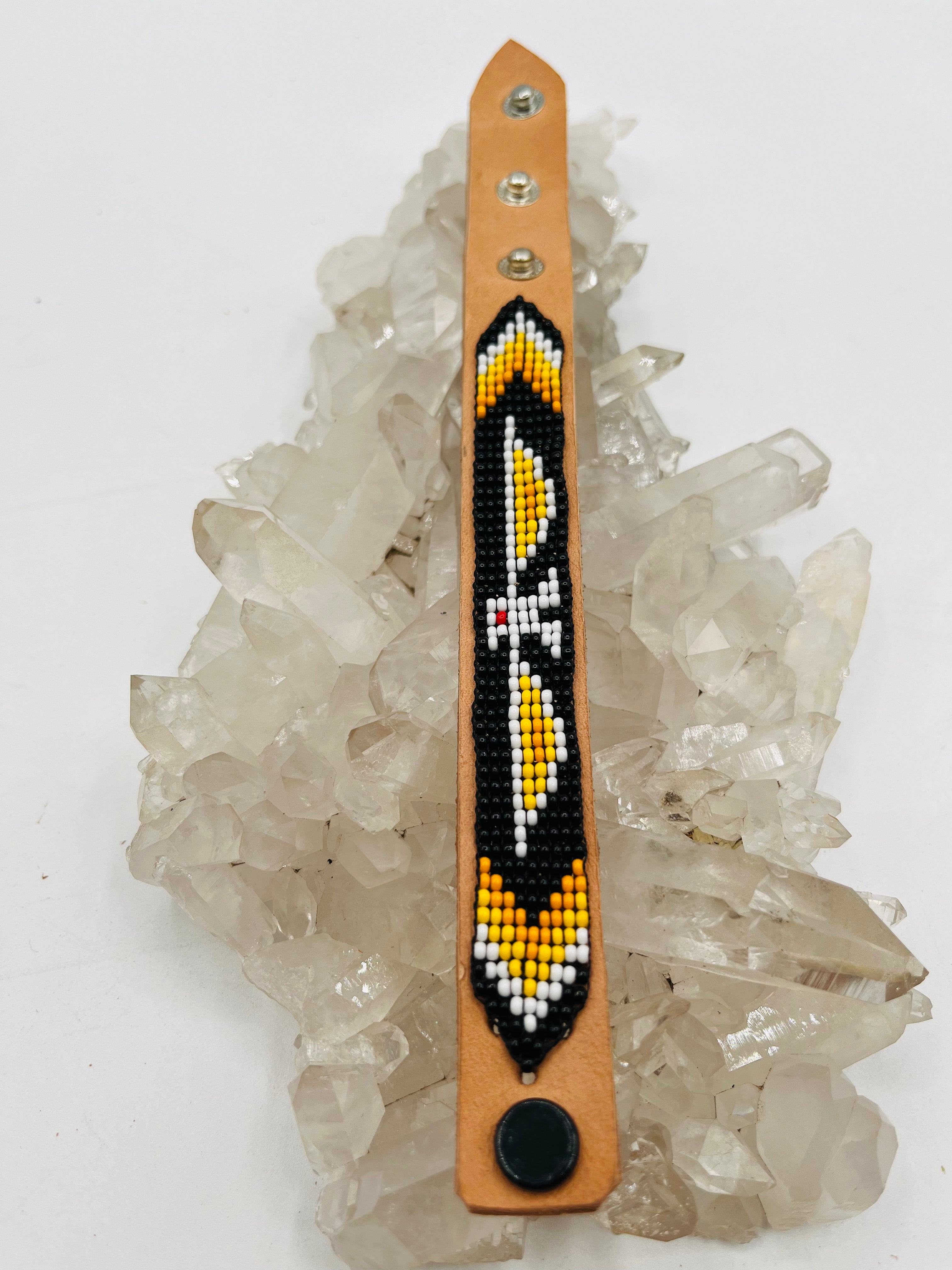 Leather Beaded Snap Bracelet