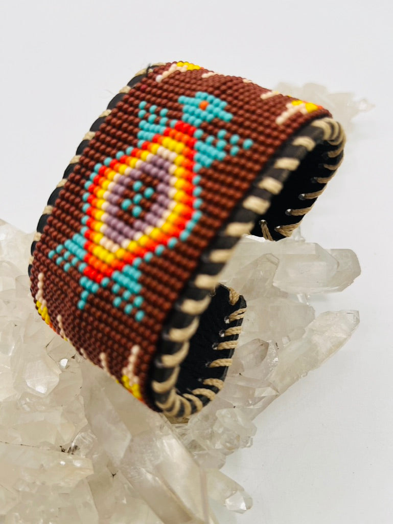 Beaded & Bendable Leather Cuff